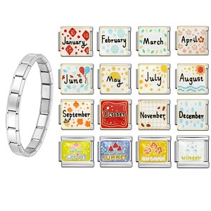 Bracelet chaîne unisexe en acier inoxydable, module élastique italien, à faire soi-même, toutes saisons, avec breloques - Product Image 1