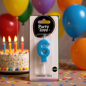 Candela Blu Numero 6 per Feste, Candele di Compleanno da 4,5 Cm, Vela - Product Image 3