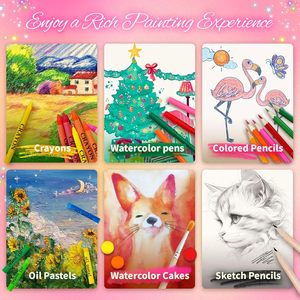 Fournitures d'art scolaires, super mega ensemble de peinture artistique de 150 pièces pour enfants avec crayons, marqueurs aquarelles et crayons de couleur - Product Image 5