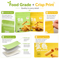 Sachet d'emballage alimentaire à fond plat / Sachet souple autoportant / Sachet d'emballage pour snacks / Sachet d'emballage pour rouleaux d'œufs