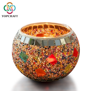 Décorations Diwali en gros, petits bougeoirs fabriqués en Chine, lampe en verre mosaïque, ensemble de dîner aux chandelles - Product Image 4