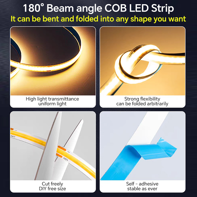 Tuya 5m 320LED Cob LED Strip Light Flex Flexible 5V Warm TV Backlight 12V Smart 24V IP20 White Color Manufactured Cob LED Light · image 4