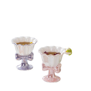 Bowknot Ice Cream Ceramic Cup Bonito Copo De Sobremesa De Pé Alto - Product Image 1