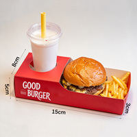 Boîte à hamburger en papier kraft recyclé personnalisée - Contient des hamburgers et des boissons - Emballage pour la restauration rapide à emporter - Logo personnalisé
