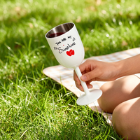 Gobelet à vin isotherme en acier inoxydable double paroi, 10 oz, moderne, fait main, personnalisable avec logo par sublimation