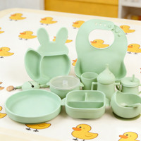 Ensemble d'alimentation pour bébé en silicone sans BPA, personnalisable en gros, facile à nettoyer, avec bavoir, assiette, bol et vaisselle pour accessoires de bébé