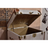 Coffre de rangement en tissu en aluminium industriel avec 4 tiroirs, design antique pour table d'appoint de salon