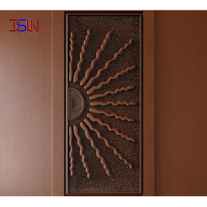 Porte d'entrée en bois sur mesure, moderne et minimaliste, à cadre fin, résistante aux ouragans, insonorisée et à rupture de pont thermique pour villa - Product Image 1