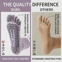 Chaussettes de yoga antidérapantes à cinq doigts, hauteur genou, haute compression, pour Pilates et fitness en salle de sport - Coton/Polyester/Spandex, toutes saisons