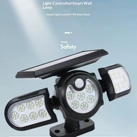 Lampe murale solaire transfrontalière à trois têtes réglables et à intensité variable, avec détecteur de mouvement, étanche IP44, source lumineuse COB, pour jardin (AAA)