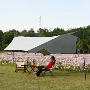 Manufacturer 210T Polyester Waterproof camping shelter camping outdoor tarp with Silver Coating Sun Protection UV 50+