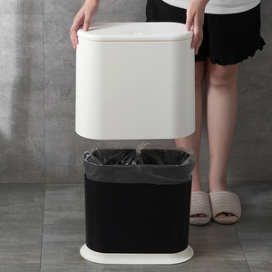 Cubo de basura estrecho de 15 cm de ancho con tapa para baño, inodoro, uso interior - Product Image 3