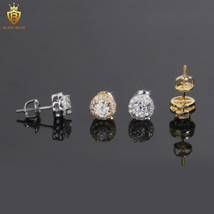 アメリカ現地在庫 高品質 ヒップホップスタイル 5MM 925シルバー ハローデザイン モアサナイトダイヤモンド スタッドピアス メンズ - Product Image 5