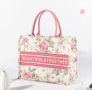 Sac fourre-tout en toile de coton imprimé, personnalisable, grande capacité, recyclable, de luxe, tendance, avec logo, pour femmes, vente chaude - Product Image 3