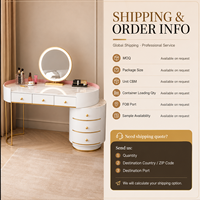 Table de maquillage moderne avec miroir LED, 6 tiroirs, meuble de rangement pour chambre à coucher, mobilier pour la maison et l'hôtel