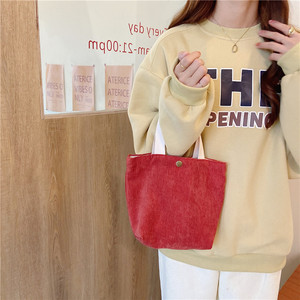 Sac fourre-tout en velours pour femme, style rétro, sac à main décontracté en tissu, multifonctionnel pour le rangement quotidien et les repas, en stock - Product Image 3
