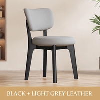 Chaise de salle à manger en cuir avec dossier rembourré, design minimaliste moderne, confortable, mobilier d'hôtel et de maison, luxe léger
