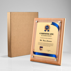 Rắn sồi gỗ nghệ thuật huy chương Honor giấy chứng nhận mảng vàng lá thủ công khắc khung gỗ cho chủ sở hữu nhà đại lý ủy quyền - Product Image 3