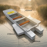 Bateau de pêche en plastique 3 places avec boîtes de flottaison en PE épaissies, renforcées, antidérapantes, écologiques et recyclables, idéal pour les lacs propres