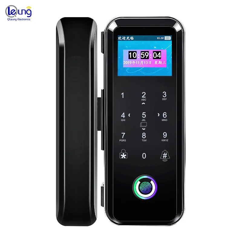 Smart Glass Lock Tuya Wifi Lock Mobile Phone Remote Control Fingerprint Password Key Card Smart Glass Door Lock For Office