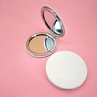 Coeur en cuir PU personnalisé rond carré mini petite poche pliable miroir de maquillage compact portable double face miroirs cosmétiques