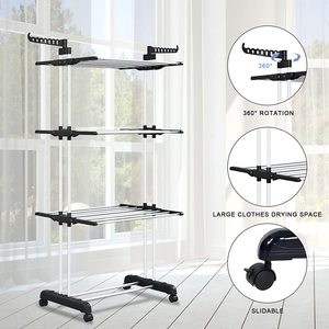 2024 nouveau design 4 niveaux étendoir à vêtements avec <span class=keywords><strong>pied</strong></span> pliable - Product Image 5