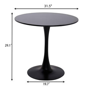 Mesa de Comedor Redonda Moderna DB Negra con Patas de Metal de 1.5'', Mesa de Centro para Hogar u Oficina - Product Image 4