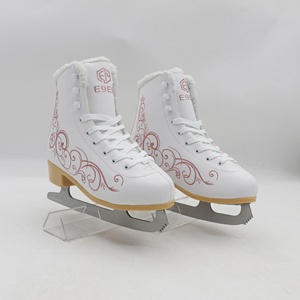 Patins à <span class=keywords><strong>glace</strong></span> en cuir <span class=keywords><strong>blanc</strong></span> confortable pour femmes et filles avec lame en acier au carbone haute ténacité et nœud papillon - Product Image 2