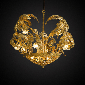 <span class=keywords><strong>Lustre</strong></span> en laiton en forme de <span class=keywords><strong>palmier</strong></span>, luminaire suspendu Palm Beach / Désert, lampe de plafond suspendue avec boule en verre pour salon / salle à manger - Product Image 6