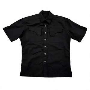 เสื้อเชิ้ตแขนสั้นสไตล์โกธิคพังก์สำหรับผู้ชาย ผ้าคอตตอนหนา พร้อมห่วงโลหะรูปตัว D ซิปโลหะ เสื้อผ้าแนวอีโม สตรีทแวร์ - Product Image 1