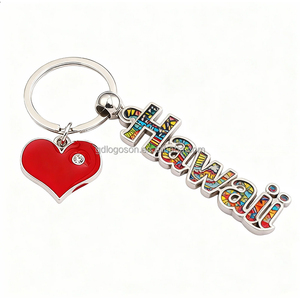 Porte-clés Souvenir Îles Maldives Hawaï <span class=keywords><strong>Tahiti</strong></span> Cœur Dessin Animé Lettres Personnalisées Vente en Gros Breloques de Sac en Métal avec Logo Personnalisé - Product Image 2