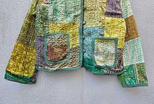 Veste Kantha matelassée en patchwork de coton fait main indien 2026, personnalisable, imprimé indien au bloc, style bohème, pour femme, manteau d'hiver - Product Image 2