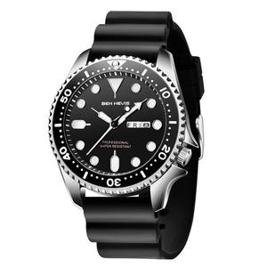 <span class=keywords><strong>BEN</strong></span> NEVIS นาฬิกาเรืองแสงสำหรับผู้ชาย,เคสหมุนได้นาฬิกาข้อมือกันน้ำแสดงวันและสัปดาห์สายนาฬิกายางนาฬิกาข้อมือผู้ชาย BN3017G - Product Image 4