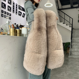 2022 automne hiver nouveau Imitation fourrure de renard <span class=keywords><strong>gilet</strong></span> femmes longue mode fourrure une <span class=keywords><strong>laine</strong></span> manteau <span class=keywords><strong>gilet</strong></span> - Product Image 1