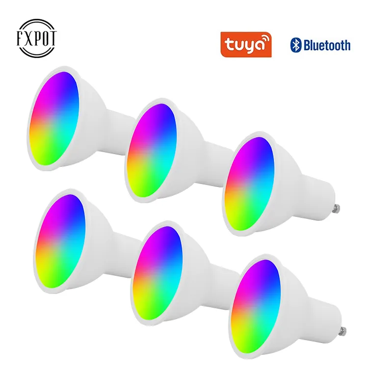 FXPOT Smart LED-Scheinwerfer Tuya App Group Control GU5.3 GU10 5W BT Smart RGB LED-Scheinwerfer mit Alexa Google