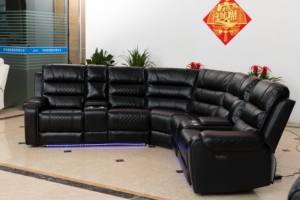 أريكة زاوية حديثة JS مقطعية بالطاقة مع وحدة تحكم جلدية هوائية أضواء LED أثاث غرفة المعيشة - Product Image 6