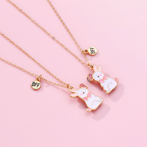 Kalung liontin hewan untuk sahabat, 2 buah/set kalung Magnet menarik kelinci <span class=keywords><strong>BFF</strong></span> Enamel, Kalung liontin hewan - Product Image 2