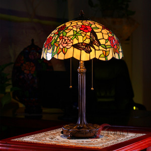 Bán buôn tùy chỉnh kính màu <span class=keywords><strong>Tiffany</strong></span> hoa bướm mô hình Châu Âu-phong cách retro màu thủy tinh tinh khiết Đồng cơ sở đèn bàn - Product Image 6