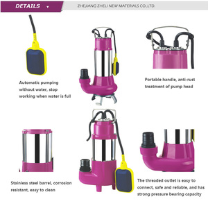 Bomba sumergible de aguas residuales de alta presión de CA serie <span class=keywords><strong>V</strong></span> de 450W para calderas industriales, 0.75-1HP, para agricultura con interruptor de flotador - Product Image 4