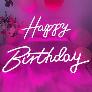 Letras personalizadas para fiestas, señal de neón LED flexible, feliz cumpleaños