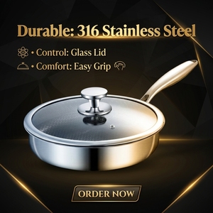 German Quality Nonstick Wok Honeycomb 26/28/30cm 316 Stainless Steel Frying <b>Pan</b> for All Stoves - Product Image 3