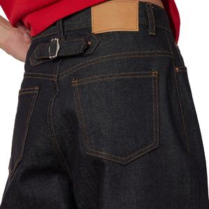 Wholesale Fashion Casual <b>Soft</b> and Structured Deep Blue Baggy <b>Jeans</b> Non Fade Selvedge <b>Denim</b> Buckle Men's <b>Jeans</b> - Product Image 4