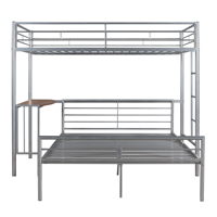 Lit superposé moderne en métal avec bureau, échelle et lattes de qualité pour la chambre à coucher