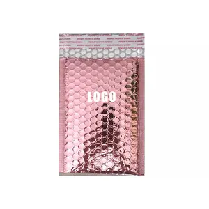 Impressão personalizada de sacos para embalagem e envio por correspondência em ouro rosa metálico bolha
