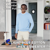 Pull pour homme avec LOGO personnalisé Pull bleu clair Pull pour l'hiver Pull décontracté à col ras du cou Tricots Pull en tricot personnalisé pour hommes