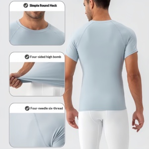Camiseta de Compresión de Nailon y Elastano para Hombre, Elástica en <span class=keywords><strong>4</strong></span> Direcciones, de Secado Rápido, Ligera, de Manga Corta, para Fitness y <span class=keywords><strong>Running</strong></span> - Product Image 3