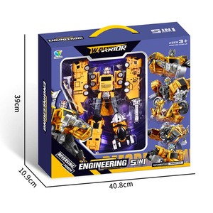 Nuevo chico 5 en 1 plástico DIY juguete ingeniería Bulldozer camión deformación transformar Robot coche juguete - Product Image 4