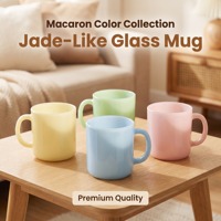 Umweltfreundliche, Langlebige, Stapelbare Glas-Kaffeetasse mit Dickem Griff, Moderne Farbenfrohe 240ml 350ml Tasse mit Individuell Bedruckbarem Logo