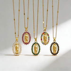 Nuevo Collar de Moda con Colgante de Diamantes de la Virgen María, Colgante Religioso de Cristal para Mujer, Accesorios de la Virgen María - Product Image 2