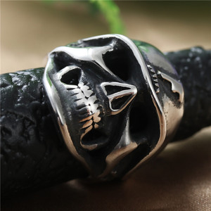 Men's Titanium Steel Hollow <b>Skull</b> <b>Ring</b> Silver Color Punk Style Fashion Jewelry Gift - Product Image 3